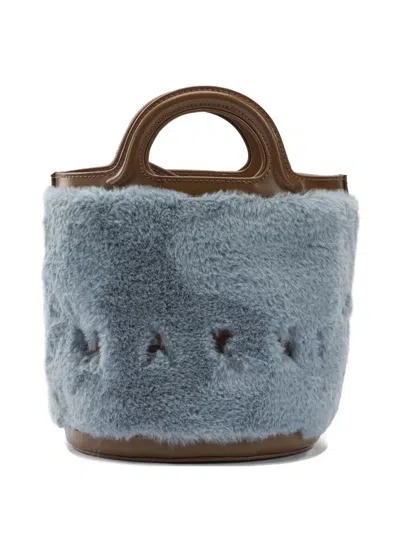 Marni Logo-embroidered Tote Bag In Blue