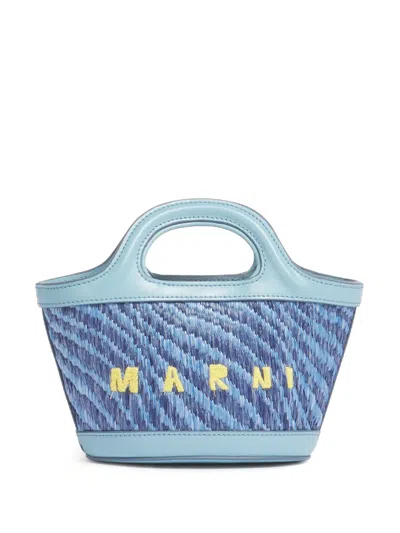 Marni Logo-embroidered Tote Bag In Blue