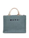 Marni Woven Logo Embroidered Small Tote Bag In Grün