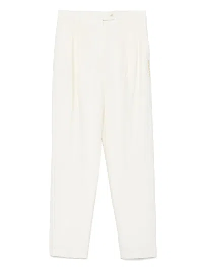 Marni Logo-embroidered Trousers In Neutral