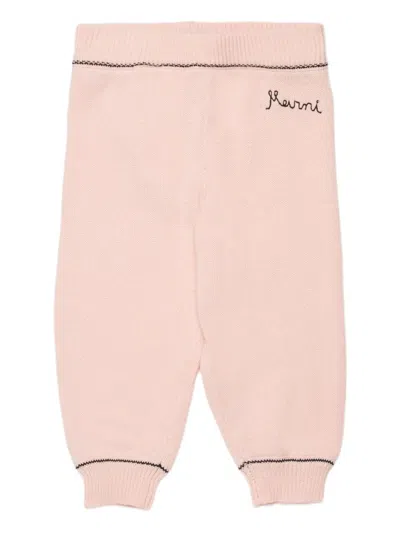 Marni Babies' Logo-embroidered Trousers In Pink
