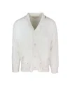 Shop Marni Logo Embroidered V-neck Knitted Cardigan In White