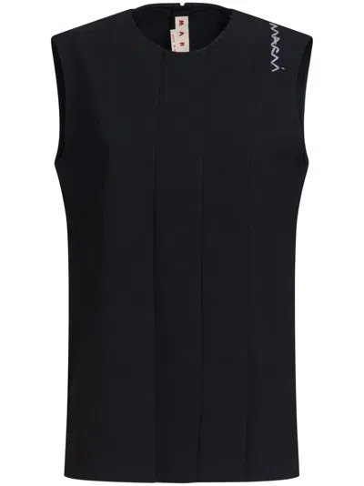 Marni Logo-embroidered Vest In Black