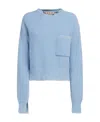 Marni Logo-embroidered Virgin Wool Jumper In Blue