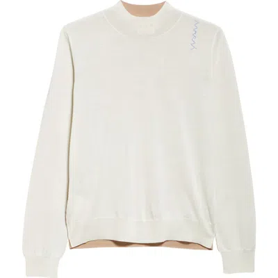 Marni Logo Embroidered Virgin Wool Sweater In Lily/white