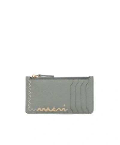 Marni Logo-embroidered Wallet In Green