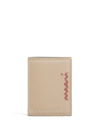 Marni Logo-embroidered Wallet In Brown