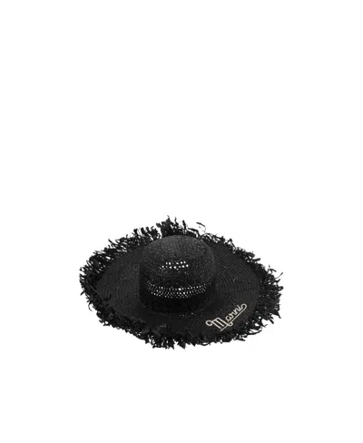 Marni Logo-embroidered Wide-brim Hat In Black