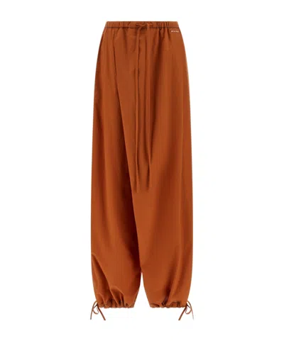 Marni Casual Pants With Elastic Waist In Brown
