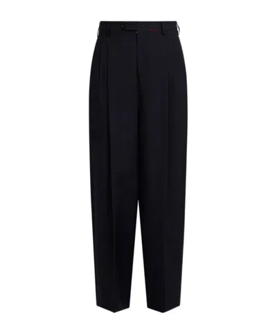 Marni Logo-embroidered Wool Trousers In Black