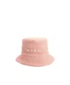 Marni Logo-embroidered Woven Bucket Hat In Pink