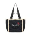 MARNI LOGO EMBROIDERED WOVEN TOP HANDLE TOTE