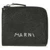 Marni Logo-embroidered Leather Cardholder In Black
