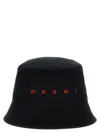 Marni Front Contrast Cotton Bucket Hat Stitched Brim In Black