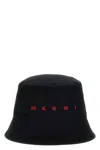 Marni Front Contrast Cotton Bucket Hat Stitched Brim In Black