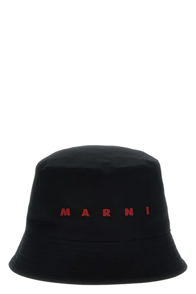 Marni Logo Embroidery Bucket Hat In Black