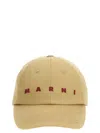 Marni Structured Crown Baseball Hat With Bold Logo In Beige