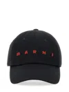 Marni Baseball Cap With Embroidered Logo In Black