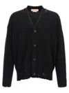 Marni Logo Embroidery Cardigan Sweaters And Cardigans Black In Black