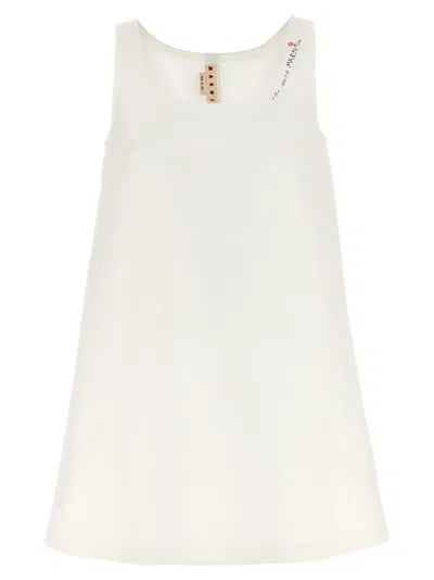 Marni Logo Embroidery Dress In White