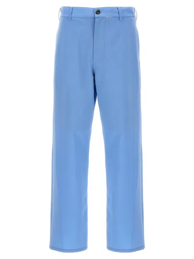 Marni Logo Embroidered Pants With Pockets And Loops In Blue
