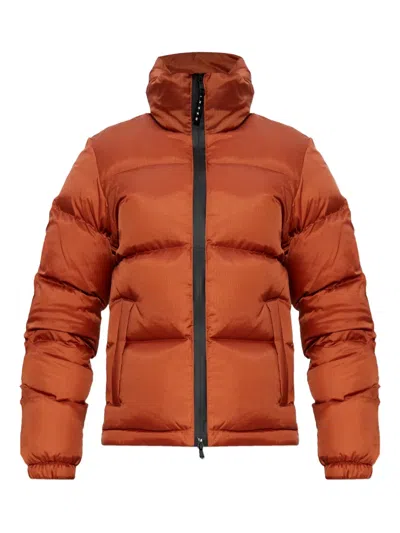 Marni Logo-embroidery Puffer Jacket In Brown