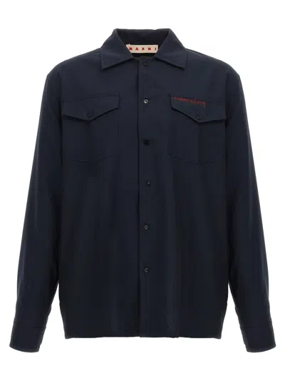 Marni Logo Embroidery Shirt In Black