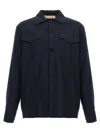 Marni Embroidered Logo Patch Shirt In Blue