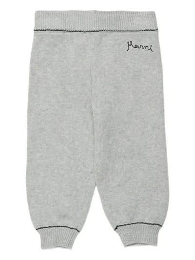 Marni Babies' Logo Embroidery Track Pants In Gray