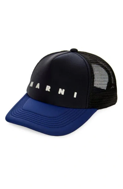 Marni Logo Graphic Trucker Hat In Black