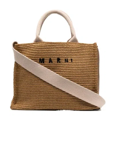 Marni Small Basket Shopper Bag In Brown