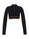 Marni Cropped Top With Ribbed Funnel Neck In Black