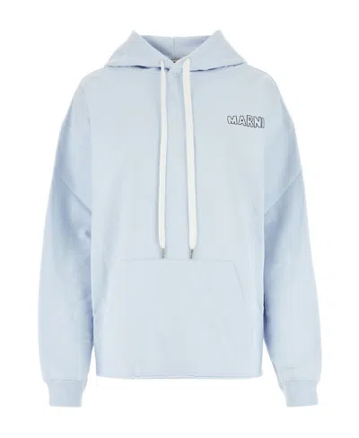Marni Logo Hooded Sweater In Blue