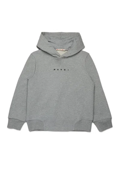 Marni Logo Hooded Sweatshirt In Gray