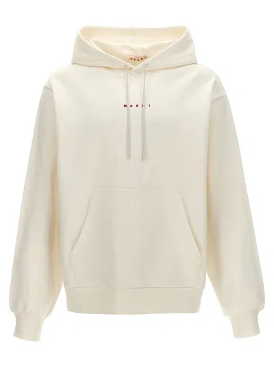 Marni Logo Hoodie Sweatshirt White