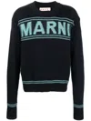 Marni Cotton Sweater With Embroidered Logo In Black