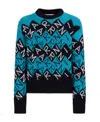 Marni Intarsia Logo Virgin Wool Sweater In Black