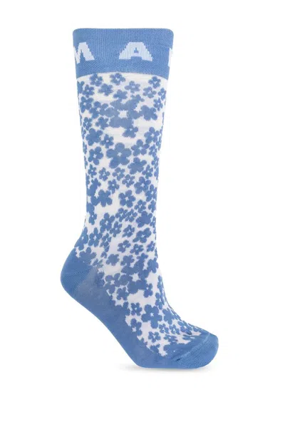 Marni Logo Intarsia Socks In Blue