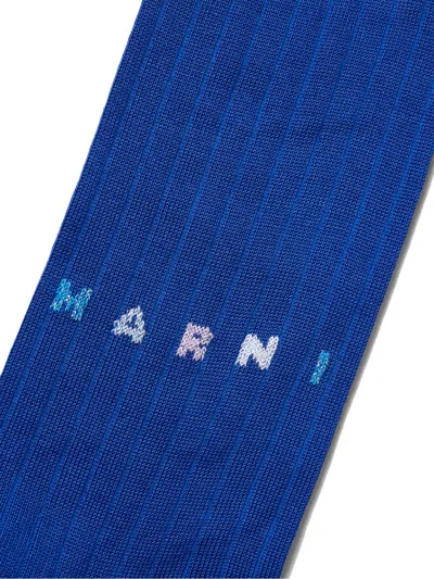 Marni Logo Intarsia Socks In Blue