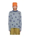 Marni Logo-intarsia Striped Knit Top In Gray