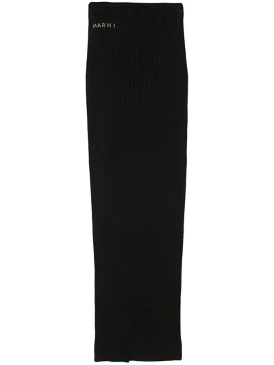 Marni Logo-jacquard Midi Skirt In Black