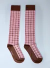 Marni Jacquard Checked-pattern Socks In Pink