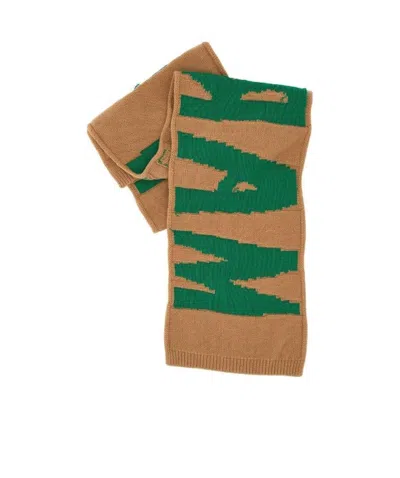 Marni Logo Knit Scarf In Green