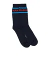 Shop Marni Contrast-trim Logo Intarsia Socks In Black