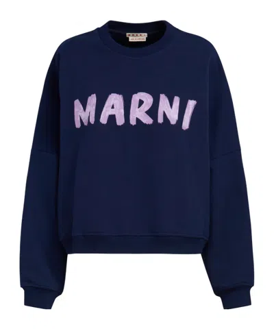 Marni Logo Letter-printed Hoodie In Black