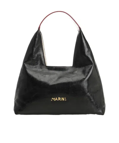 Marni Logo Lettering Mini Shoulder Bag In Black