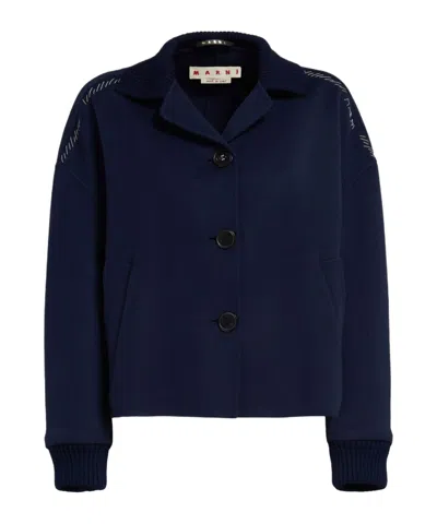 Marni Logo Long-sleeved Casual Jacket In Black