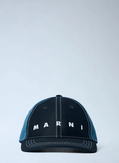 Marni Logo Motif Baseball Cap In Blue