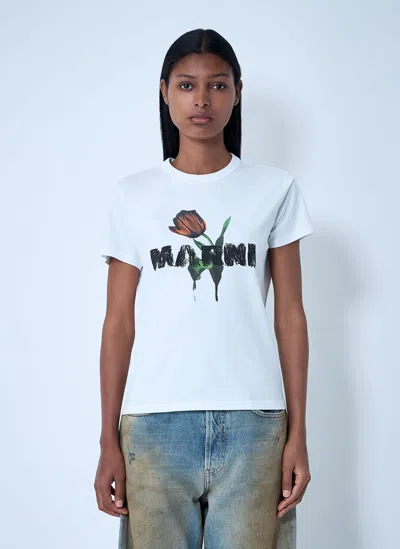Marni Logo Motif T-shirt In White