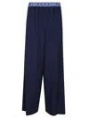 Marni Wide-leg Black Trousers With Elastic Waistband In Navy